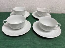 Set of 4 Charles Field Haviland Limoges IMPERATRICE White Cups &amp; Saucers - £95.79 GBP