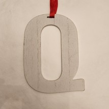 Wooden Letter Distressed Ornament Decor White Initial Monogram gift Q - $8.91
