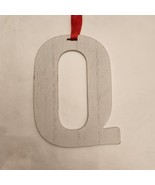Wooden Letter Distressed Ornament Decor White Initial Monogram gift Q - £7.00 GBP