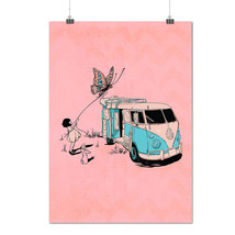 Hippie Bus Vintage Van  Matte/Glossy Poster A0 A1 A2 A3 A4 | Wellcoda - £6.38 GBP+