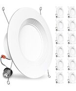 12 Pack 5/6 Inch LED Recessed Downlight, Baffle Trim, Dimmable, 12.5W=10... - $39.59