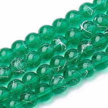 50 Graffiti Glass Beads 8mm Green Christmas Bulk Jewelry Supplies Speckled White - £4.34 GBP