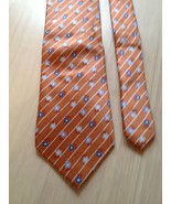 Geoffery Beene Men&#39;s Tie Orange Floral Print Silk Men&#39;s Neck Tie - £11.61 GBP
