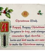 A Christmas Wish Holly Victorian Postcard 1900s Embossed PCBG11E - $28.01 CAD