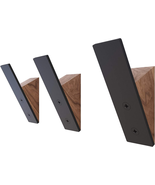 Wall Coat Hook Rack - Set of 3 - Black Walnut Wood Black Metal Decorativ... - £35.40 GBP