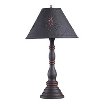 Irvin&#39;s Country Tinware Davenport Lamp in Hartford Black with Red with Shade - £219.06 GBP