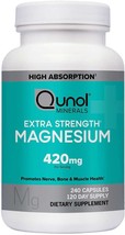 Qunol Magnesium Extra Strength 420mg, Vegetarian &amp; Gluten Free, 240 Capsules - $60.99