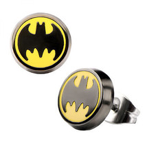 Batman Symbol Round Stud Earrings Yellow - £11.18 GBP