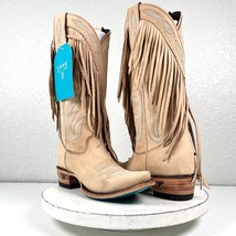 NEW Lane SENITA FALLS Cowboy Boots 5 Beige Leather Snip Toe Fringe Weste... - $183.15