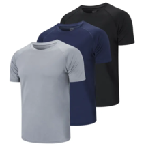 Cool Tech Workout T-shirts 3 Pack for Running Football Athletic Exercise Gym  - £31.59 GBP