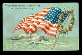 Vintage Tuck Postcard Military Patriotic Decoration Day Flag Embossed 1908 - £10.27 GBP