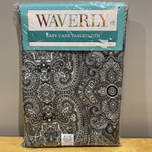Waverly Paisley Pizaaz Easy Care Tablecloth Oblong 60x84” Black Polyester - $19.79