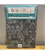 Waverly Paisley Pizaaz Easy Care Tablecloth Oblong 60x84” Black Polyester - $19.79