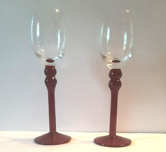 Set of 2 Liqueur Cordial Glasses Red Stems  - £17.92 GBP