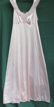 Vanity Fair Long Pink Nightgown Shimmery Nylon Fabric with Lace Womens Medium - £25.98 GBP