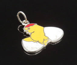 925 Sterling Silver - Vintage Enamel Chick Hatching From Egg Pendant - P... - £24.67 GBP