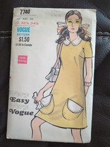 Vogue 7740 Misses Mod One Piece Dress Sewing Pattern Size 10 Vintage Ver... - £15.17 GBP