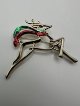 Vintage DANECRAFT Reindeer Enamel Christmas Brooch Size: 6.7 x 5.5cm - £15.46 GBP
