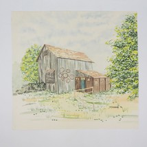 Watercolor Painting Country Barn Meadow - $103.32