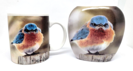 The Mad Blue Bird Michael L. Smith Two Piece Coffee Cup &amp; Vase Eklund&#39;s Ltd - £18.87 GBP