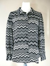 Missoni Womens Black White Striped  Button Front Long Sleeve Career Shirt Large - £23.90 GBP