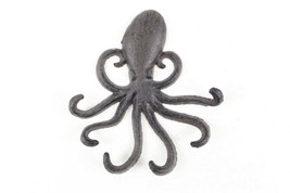 [Pack Of 2] Cast Iron Wall Mounted Decorative Octopus Hooks 7&quot;&quot; - £37.75 GBP