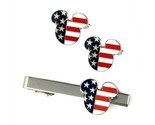 MICKEY MOUSE EARS CUFFLINKS TIE CLIP SET Stars and Stripes USA Flag w Gi... - $281.24 MXN