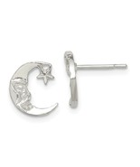 Sterling Silver Moon and Star Mini Earrings - £13.00 GBP