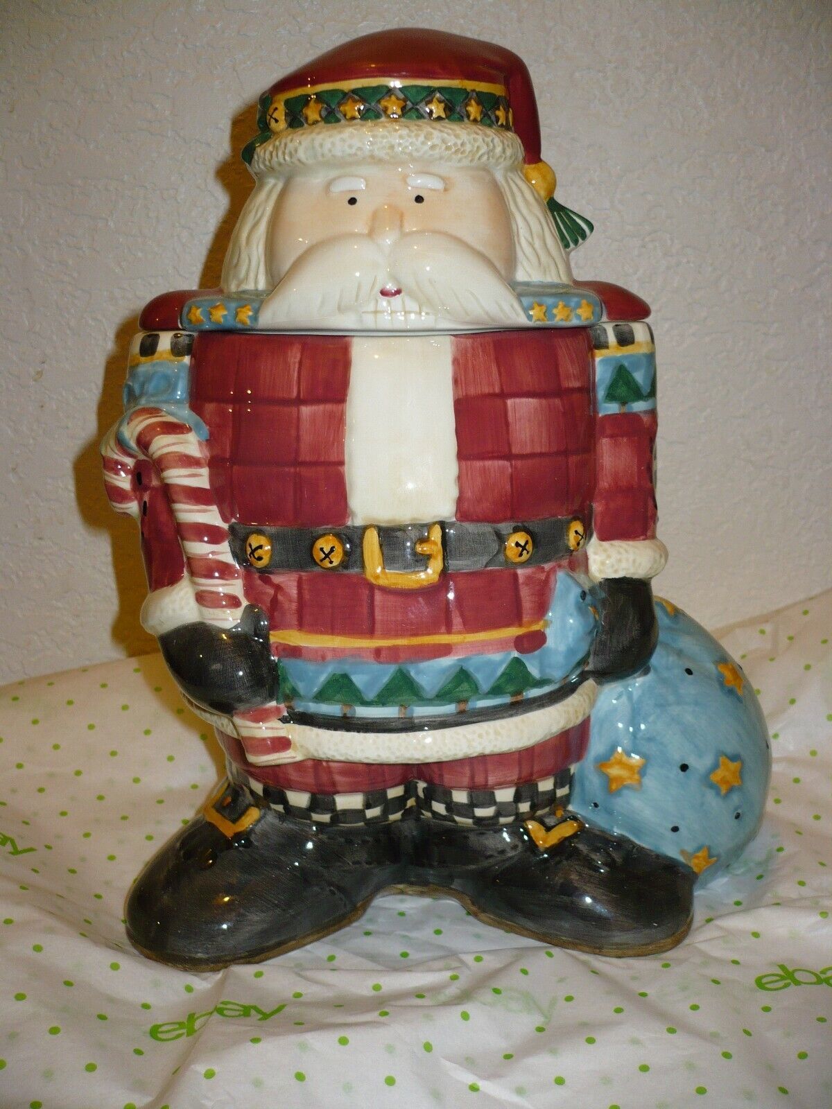 Sakura Debbie Mumm Santa Nutcracker Hand Painted Ceramic Cookie Jar With Box - $62.30