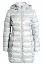 Via Spiga Three-Quarter Packable Hooded Puffer Jacket  Silver Size Med NWT - $117.81