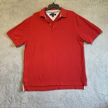 Tommy Hilfiger Polo Shirt Adult Extra Large Red Outdoors Cotton Casual Mens - $12.62