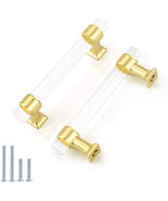 15 Pack 3-1/2&quot; Gold Kitchen Cabinet Hardware Acrylic Drawer Pulls,Modern... - £57.41 GBP