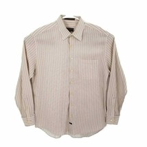 Robert Talbott Mens Button Front Shirt Tan White Long Sleeve 100% Cotton XL - £13.93 GBP
