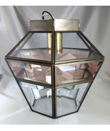 Vintage FREDRICK RAMOND Beveled Clear/Pink Glass Hexagonal MCM Ceiling L... - $73.50