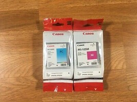 Lot Of 2 Genuine Canon PFI-105 Ink Tanks PC &amp; M For iPF6300/iPF6350 Install 2012 - £177.66 GBP