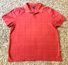 Van Heusen Polo Shirt Mens Large Dark Red Plaid Check Short Sleeve Prep ... - £14.16 GBP