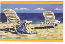 Art Postcard Chairs Lounges Towel On Beach - $2.16