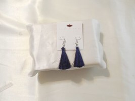 Department Store  1.5&quot; Silver Tone Blue Tassel Fish Hook Earrings C829 - £6.89 GBP