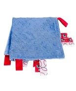 Baseball Lovey Security Blanket Tags Blue Red Swiss Dot Square Homemade - £9.26 GBP