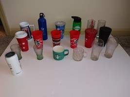 Lot of 19 Glasses &amp; Cups (Coca Cola, Starbucks &amp; More) - $6.92