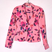 CAbi Women’s 0 Pink Rose Garden Floral Print Two Button Blazer Jacket 804 - £21.05 GBP