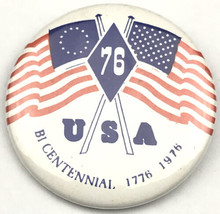 Bicentennial USA Flag 1976 Vintage Pin Button Pinback 70s - £7.86 GBP