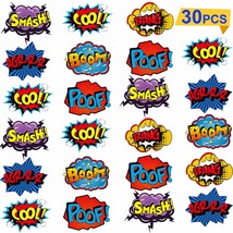 30 Pieces Hero Themed Party Decorations, Hero Action Sign Cutouts Them - £13.61 GBP