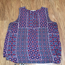 violet claire sleeveless blouse top pasiley print Buttons Size Large Colorful - £9.21 GBP