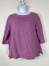 Talbots Womens Plus Size 1X Pink/Blue Striped Cotton Top 3/4 Sleeve - £15.24 GBP