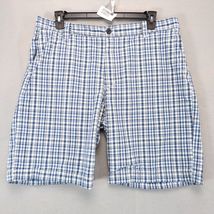 Izod Blue Plaid Cotton Bermuda Shorts Men's 38x10" Skater Surfer Beach P... - $22.00