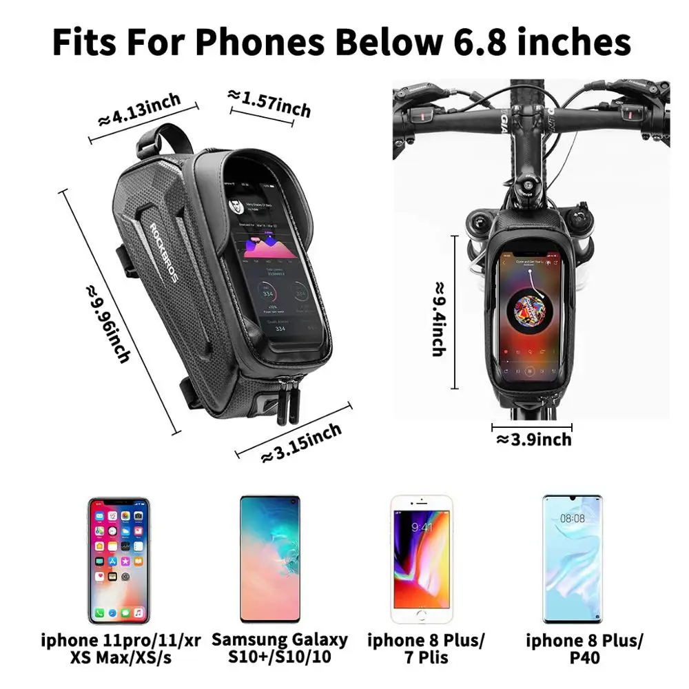 Sporting ROCKBROS Bicycle Bag Waterproof Touch Screen Cycling Bag Top Front Tube - £43.06 GBP