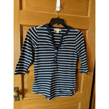 Michael Kors Shirt Size S Blue White Striped 3/4 Sleeves Womens - £15.67 GBP