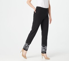 Isaac Mizrahi Live! Tall 24/7 Stretch Embroidered Ankle Pants in Black Tall 26 - £15.59 GBP