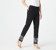 Isaac Mizrahi Live! Tall 24/7 Stretch Embroidered Ankle Pants in Black Tall 26 - £15.63 GBP